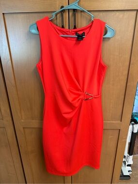 Enfocus Studio Red Sleeveless Twist-Front Mini Dress